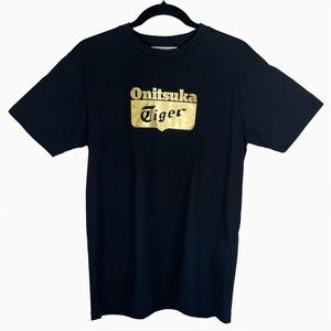 Onitsuka Tiger Black Gold Logo Tee Shirt M NWT Japanese Streetwear